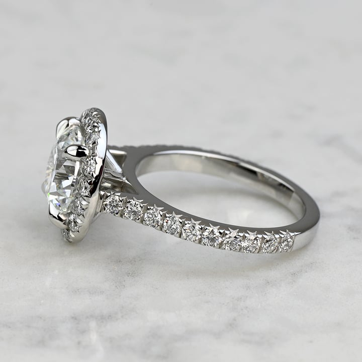 2.70 Carat Round Diamond Custom Halo Engagement Ring angle 2
