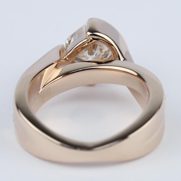 Cushion Bezel Bridge Engagement Ring in Rose Gold - small angle 4