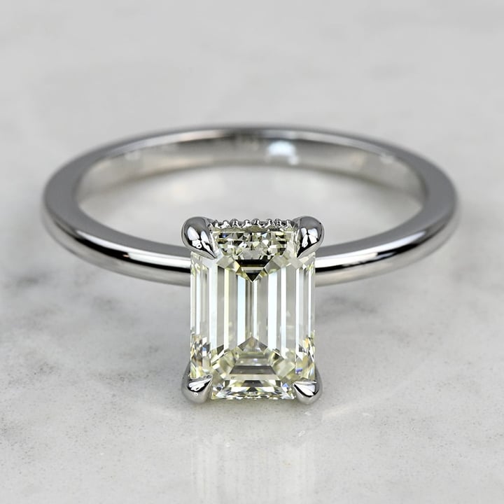 2 Carat Emerald Diamond Hidden Halo Engagement Ring - small