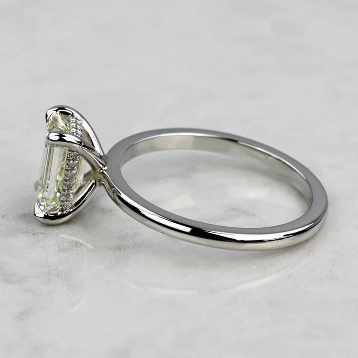 2 Carat Emerald Diamond Hidden Halo Engagement Ring - small angle 2