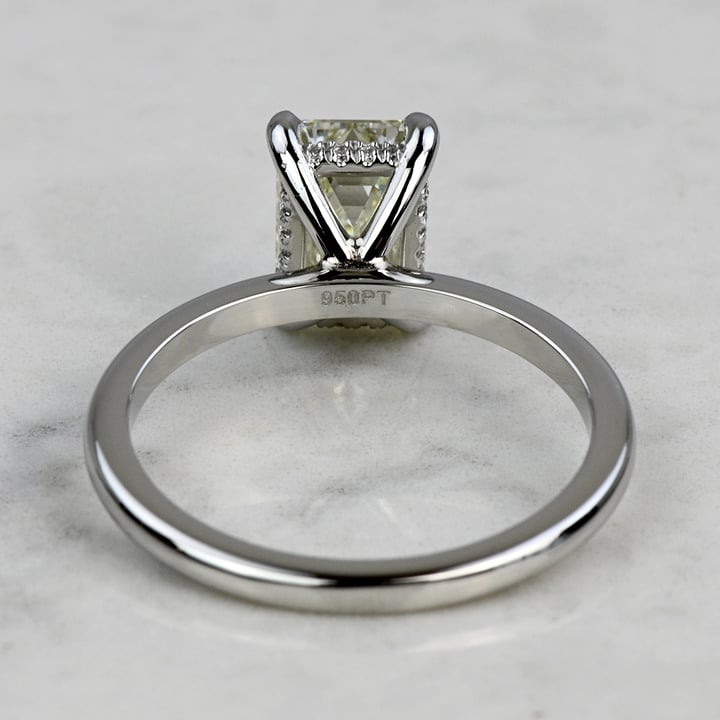 2 Carat Emerald Diamond Hidden Halo Engagement Ring - small angle 4