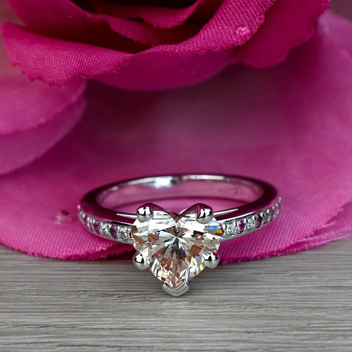 Heart Shaped Lab Pink Sapphire Ring