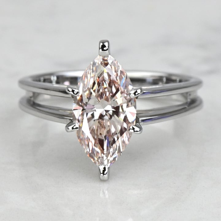2 Carat Lab Created Fancy Pink Marquise Diamond Split Shank Engagement Ring
