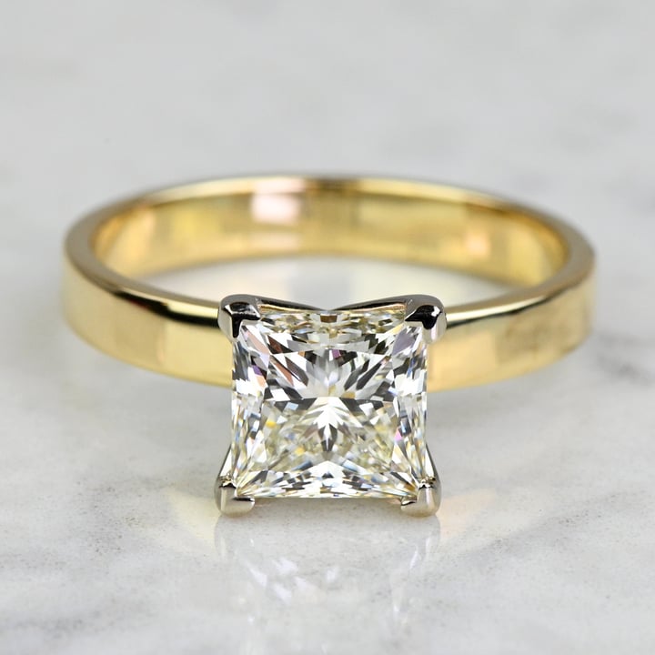 2 Carat Lab Created Princess Diamond Flat Gold Band Engagement Ring - small