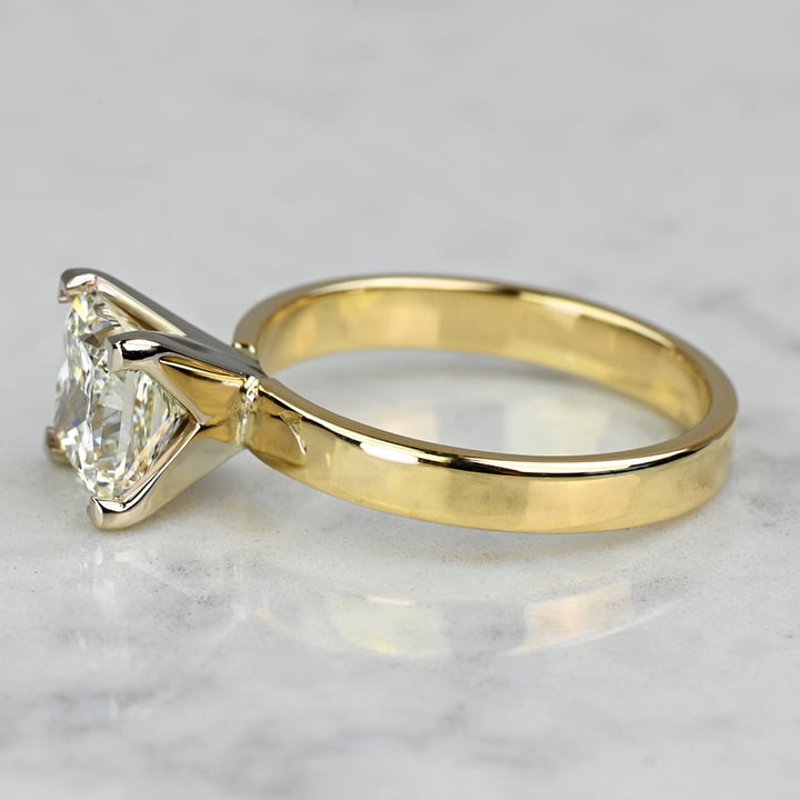 2 Carat Lab Created Princess Diamond Flat Gold Band Engagement Ring - small angle 2