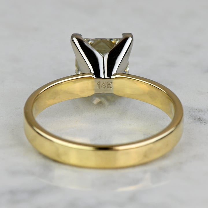 2 Carat Lab Created Princess Diamond Flat Gold Band Engagement Ring - small angle 4