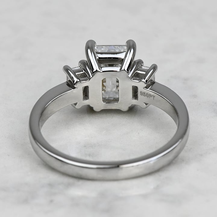 2 Carat Lab Grown Emerald Diamond 3 Stone Engagement Ring - small angle 4