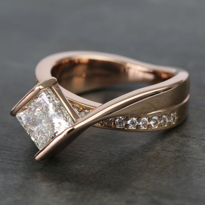 2 Carat Princess Cut Diamond Engagement Ring In Rose Gold - small angle 2