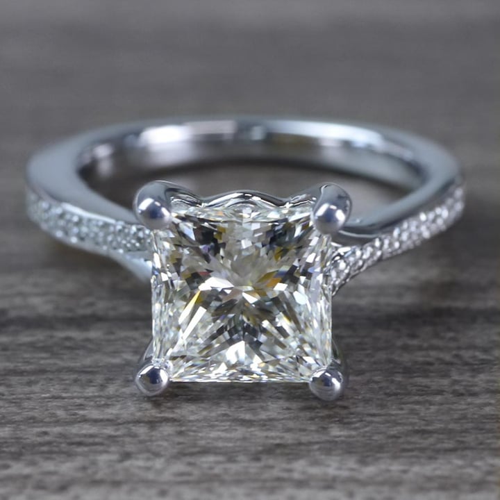2.50 Carat Princess Cut Diamond Engagement Ring With Split Shank - small