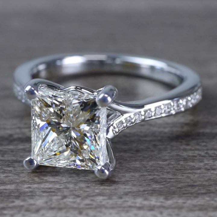 2.50 Carat Princess Cut Diamond Engagement Ring With Split Shank angle 2