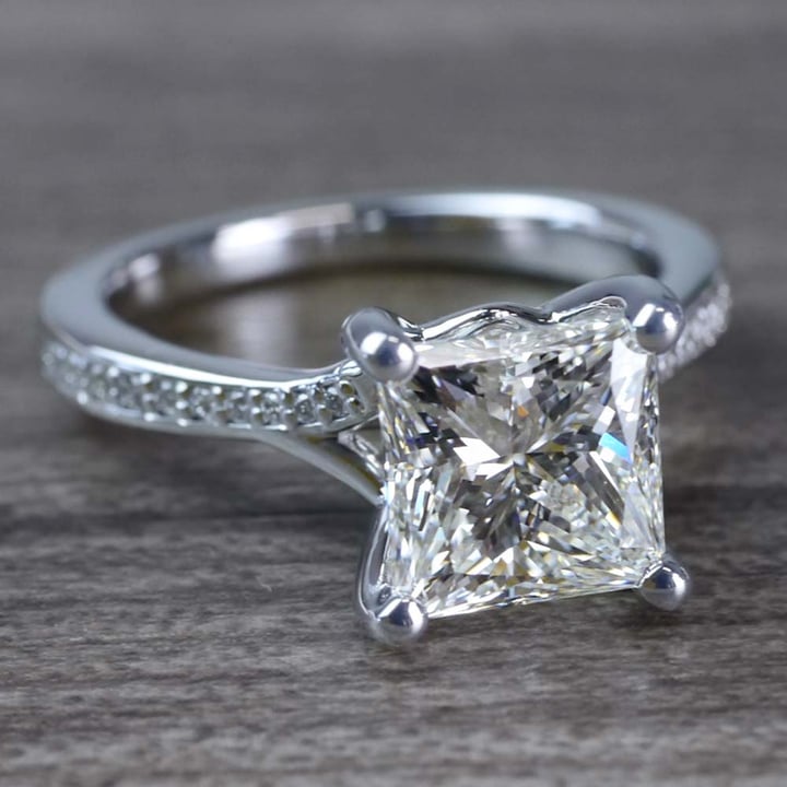 2.50 Carat Princess Cut Diamond Engagement Ring With Split Shank angle 3
