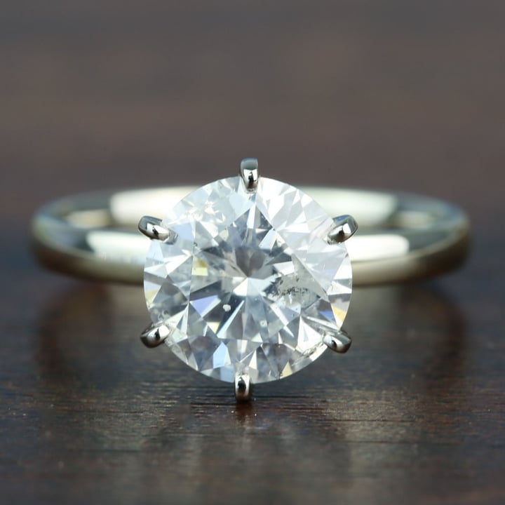 3.08 Carat Round Diamond Engagement Ring In White Gold