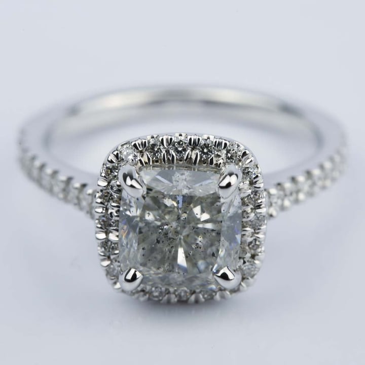 3 Carat Cushion Cut Halo Diamond Engagement Ring - small