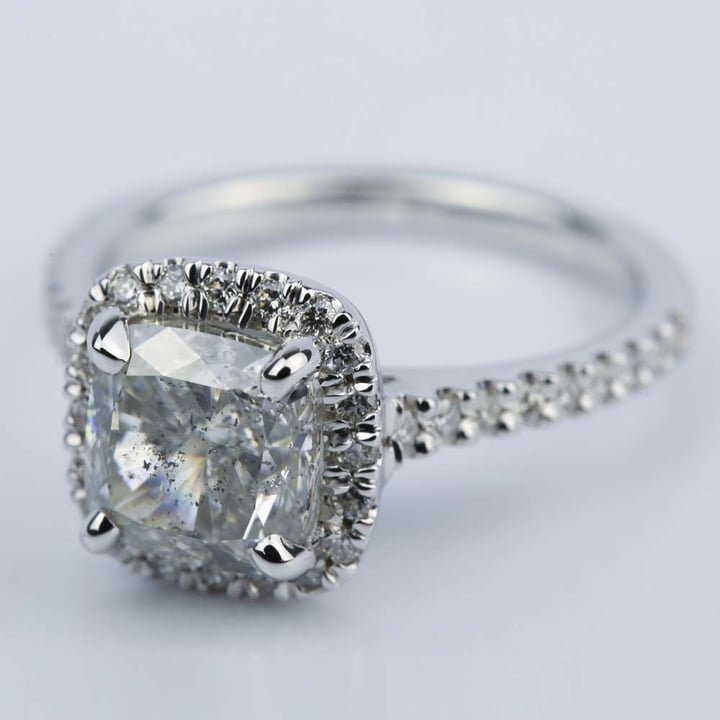 3 Carat Cushion Cut Halo Diamond Engagement Ring - small angle 2