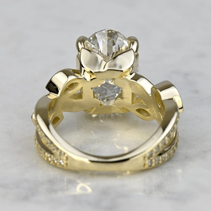 3 Carat Lab Created Oval Diamond Custom Leaf and Vine Gold Engagement Ring - small angle 4