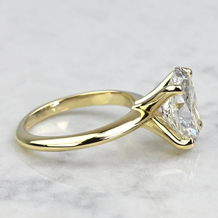 3 Carat Lab Created Oval Diamond Gold Knife Edge Engagement Ring