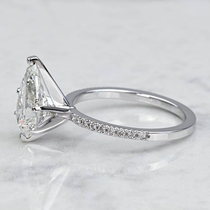 3 Carat Lab Created Pear Diamond Petite Pave Engagement Ring angle 2