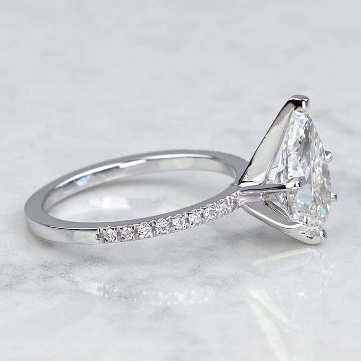 3 Carat Lab Created Pear Diamond Petite Pave Engagement Ring angle 3