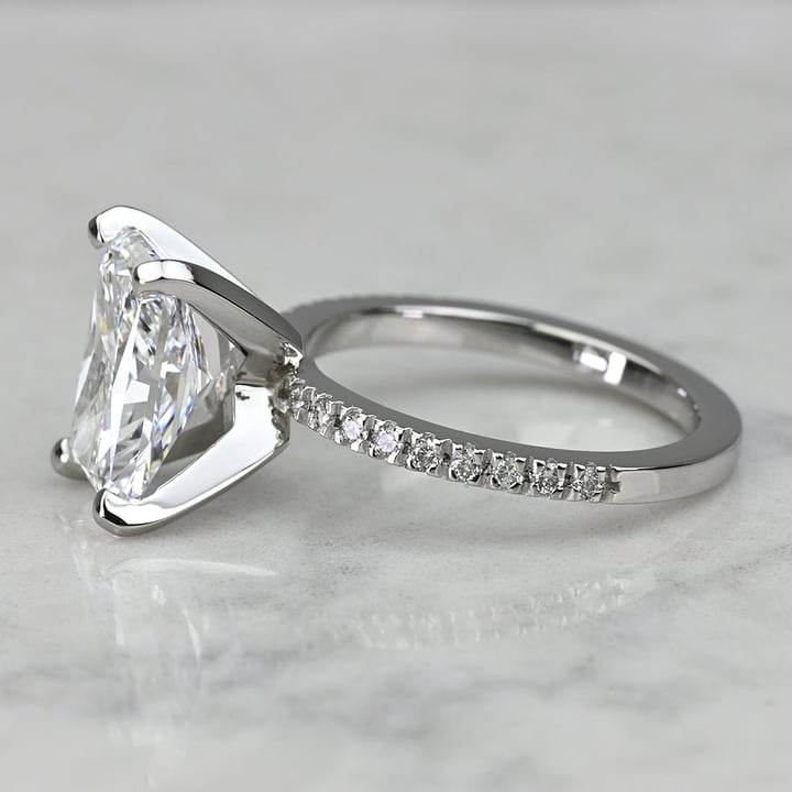 3 Carat Lab Created Radiant Diamond Petite Pave Engagement Ring