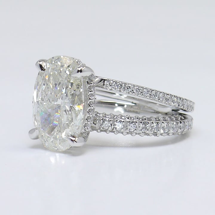 3.5 Carat Oval Diamond Ring With Split Shank  - small angle 2