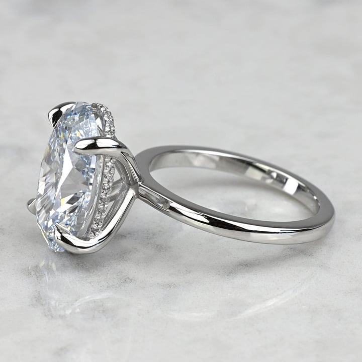 1.60 Carat Oval Natural Diamond Engagement Ring with Hidden Halo