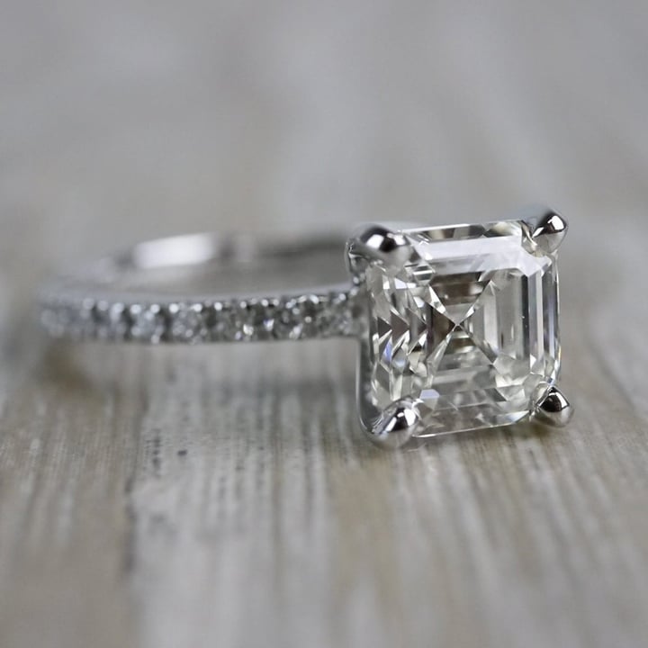Stunning Asscher Cut Diamond Engagement Ring In Platinum angle 3