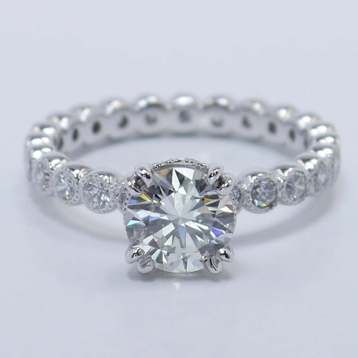 1 Carat Milgrain Bezel Engagement Ring With Diamond Band - small