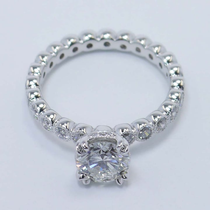 1 Carat Milgrain Bezel Engagement Ring With Diamond Band - small angle 2