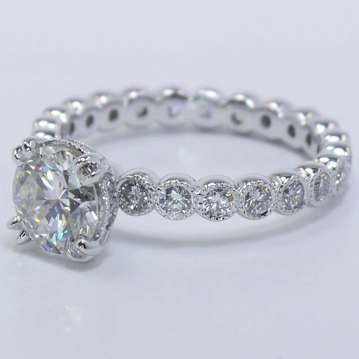1 Carat Milgrain Bezel Engagement Ring With Diamond Band - small angle 3