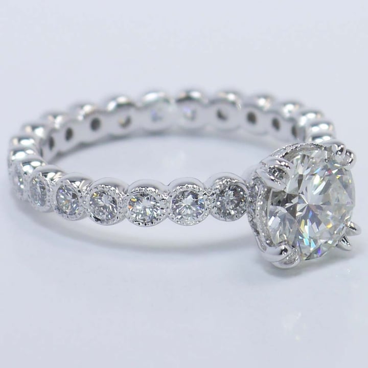 1 Carat Milgrain Bezel Engagement Ring With Diamond Band - small angle 4