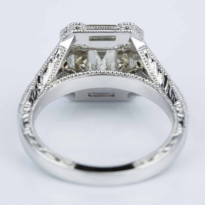 Statement Vintage Emerald Cut Engagement Ring angle 4