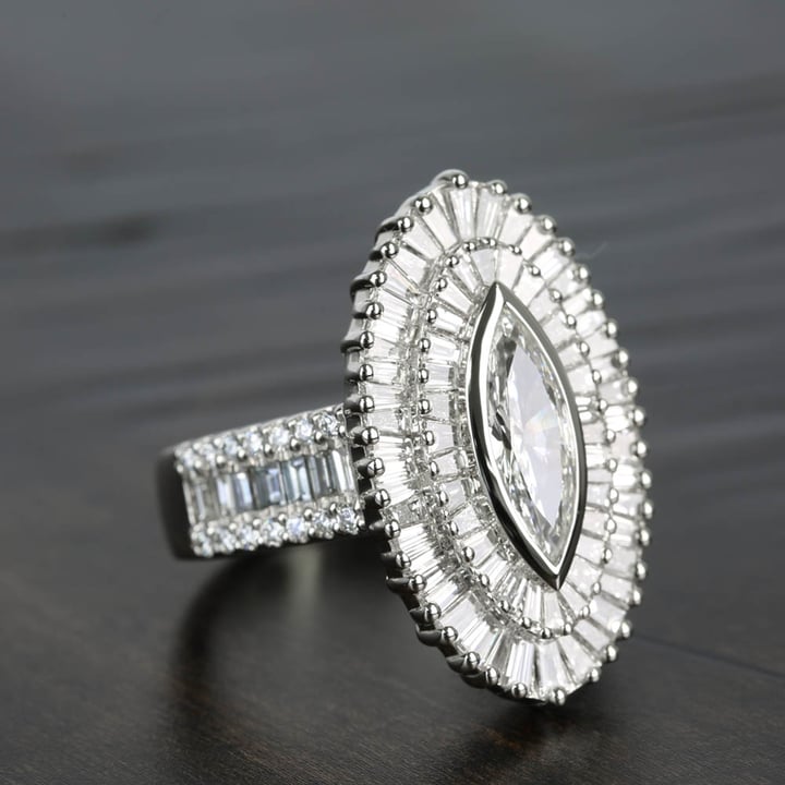 Baguette Halo Engagement Ring - 1920s Style - small angle 3