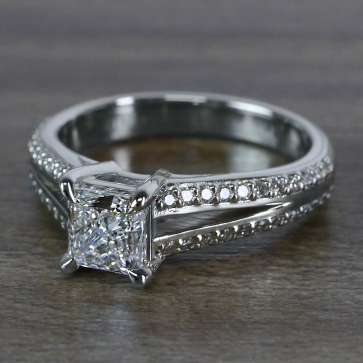 Beautiful Princess Cut Engagement Ring With Split Shank - small angle 2