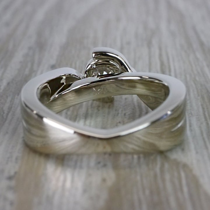 Round Bezel Set Engagement Ring With Bridge Design - small angle 4