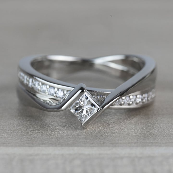 BEST SELLING: Princess Bezel Diamond Bridge Engagement Ring - small