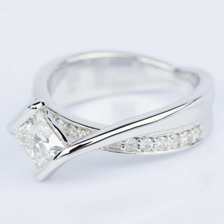 One Carat Bezel Diamond Bridge Engagement Ring angle 2