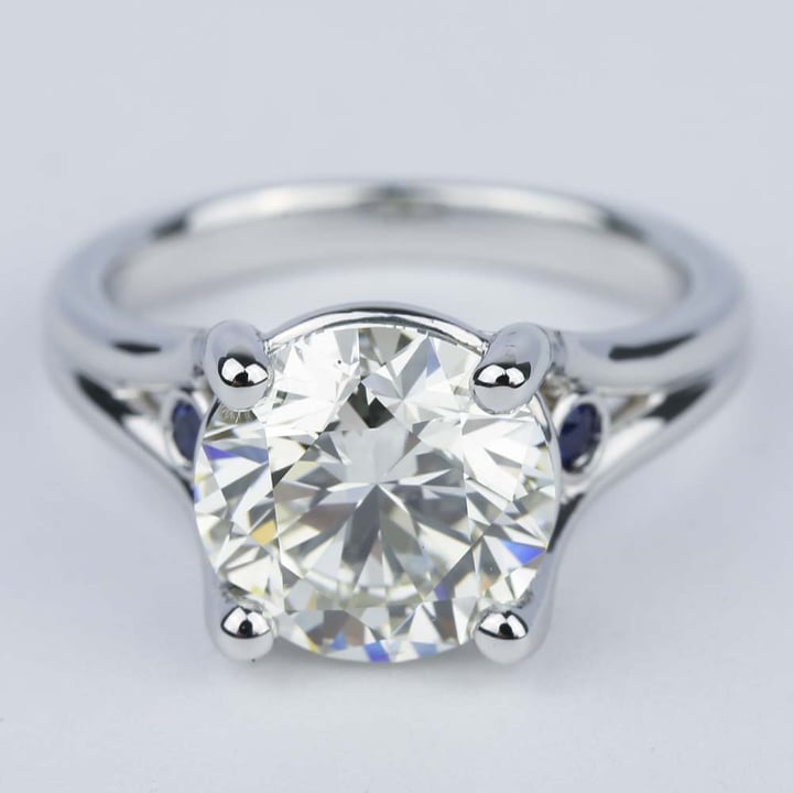 3.33 Ct. Diamond Engagement Ring With Sapphire Accents - small
