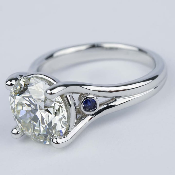3.33 Ct. Diamond Engagement Ring With Sapphire Accents - small angle 2