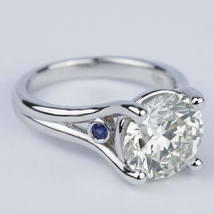 3.33 Ct. Diamond Engagement Ring With Sapphire Accents - small angle 3