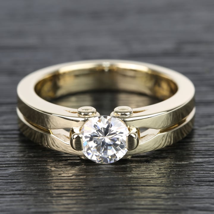 Mens Tension Set Diamond Ring In Gold - 1/2 Carat