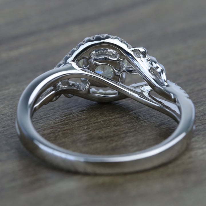 Brushed White Gold Split Shank Engagement Ring (0.70 Carat) - small angle 4