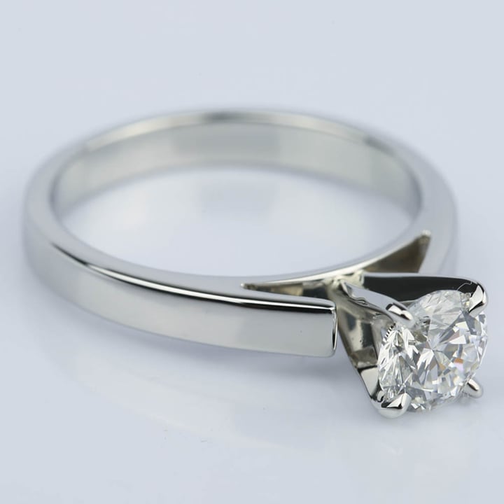 0.90 Carat Cathedral Setting Diamond Ring In Platinum - small angle 3