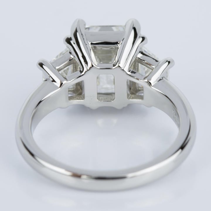 3 Carat Emerald Cut Ring With Trapezoid Accents - small angle 4