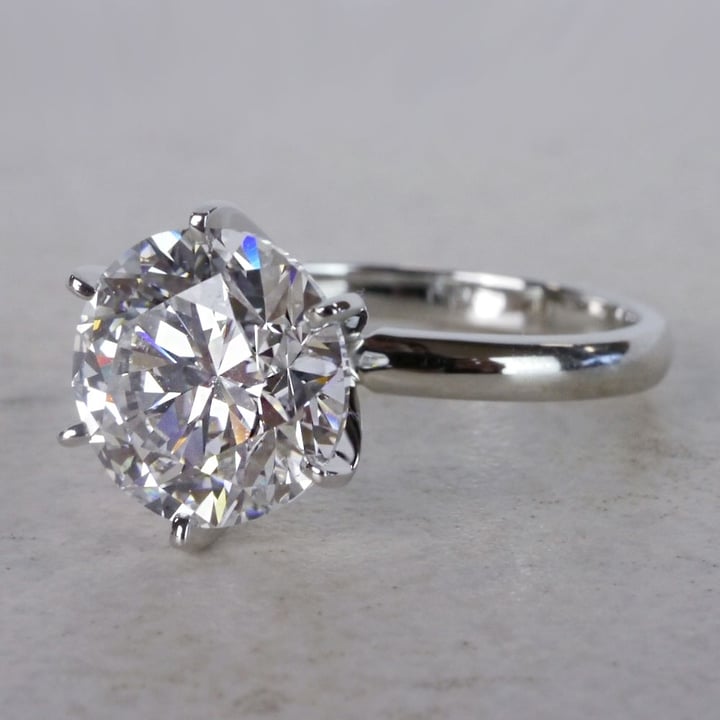 Four Carat Round Diamond Ring - Classic Solitaire Design - small angle 2