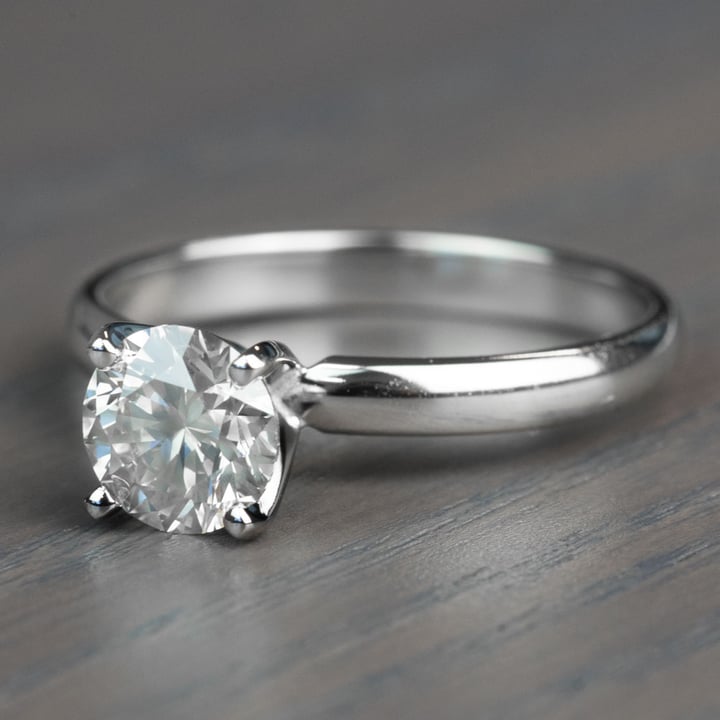 Classic Solitaire Band and 1.24 Carat Diamond Engagement Ring angle 2
