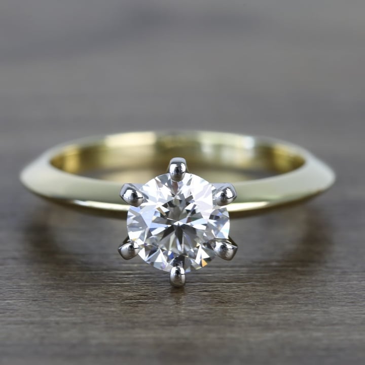 18K Gold Engagement Ring With Platinum Prongs - small
