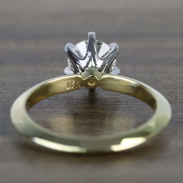 18K Gold Engagement Ring With Platinum Prongs - small angle 4