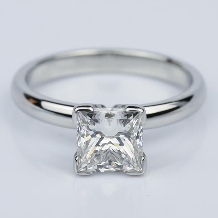 1.55 Carat Princess Cut Diamond Solitaire Engagement Ring In A Comfort Fit - small