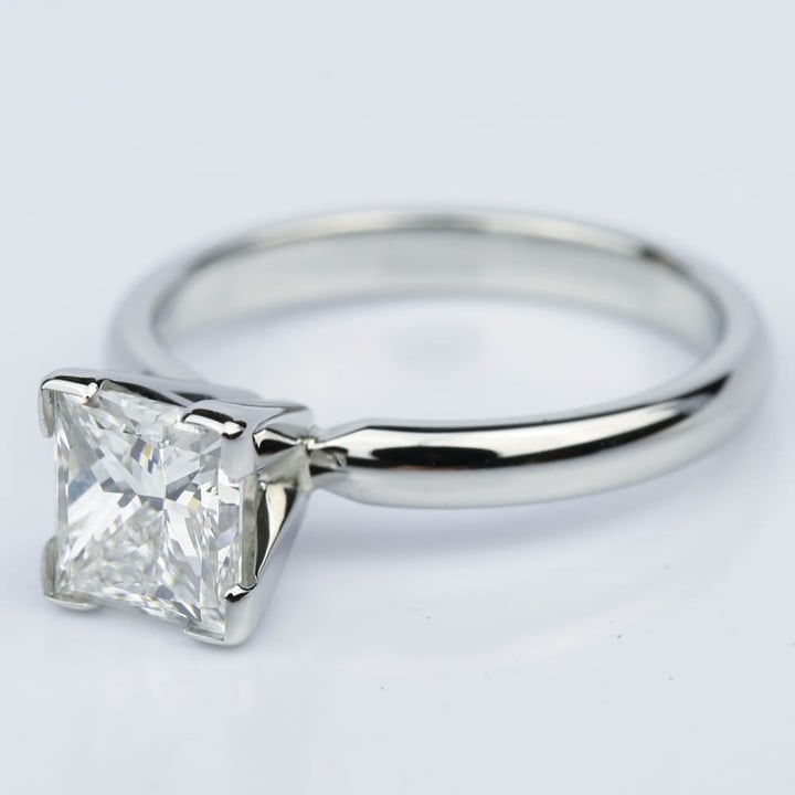 1.55 Carat Princess Cut Diamond Solitaire Engagement Ring In A Comfort Fit - small angle 2