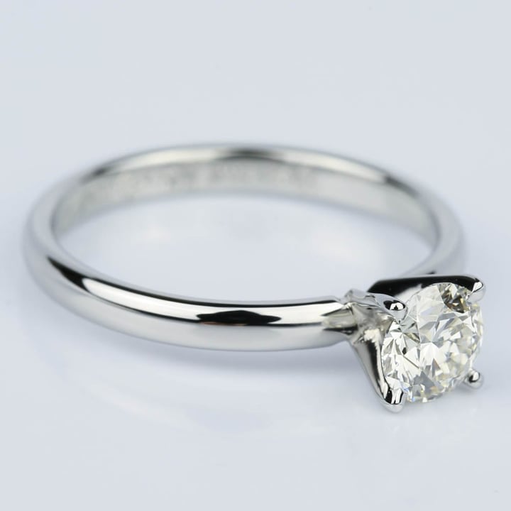 4 Prong Round Solitaire Engagement Ring In Platinum angle 3